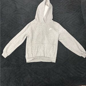 Nike Light Gray Hooded Sweatshirt with White Swoosh